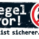 Das Bild zeigt das Logo der Kampagne Riegel vor! Sicher ist sicherer!